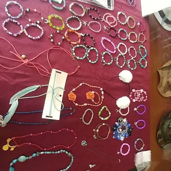 Marble galaxy beaded glass bracelet - Picture 2 of 3